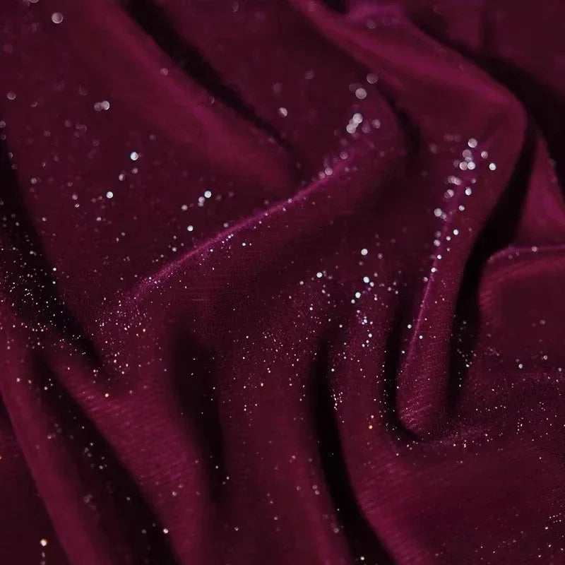 قماش مخملي حريري لامع مرصع بالنجوم - مادة ناعمة لامعة متألقة