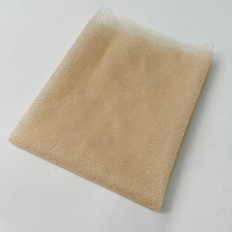 High Quality Thickened Soft Mesh Fabric Gold Spray Silver Flash Yarn for Fashion Wedding Dresses DIY Gown Decorative Fabric