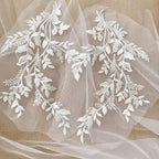 زوج من خيوط قطنية عالية الجودة مخصصة مطرزة بالترتر وشبكة زهور ودانتيل مطرز وإكسسوارات خياطة الحجاب الزهري