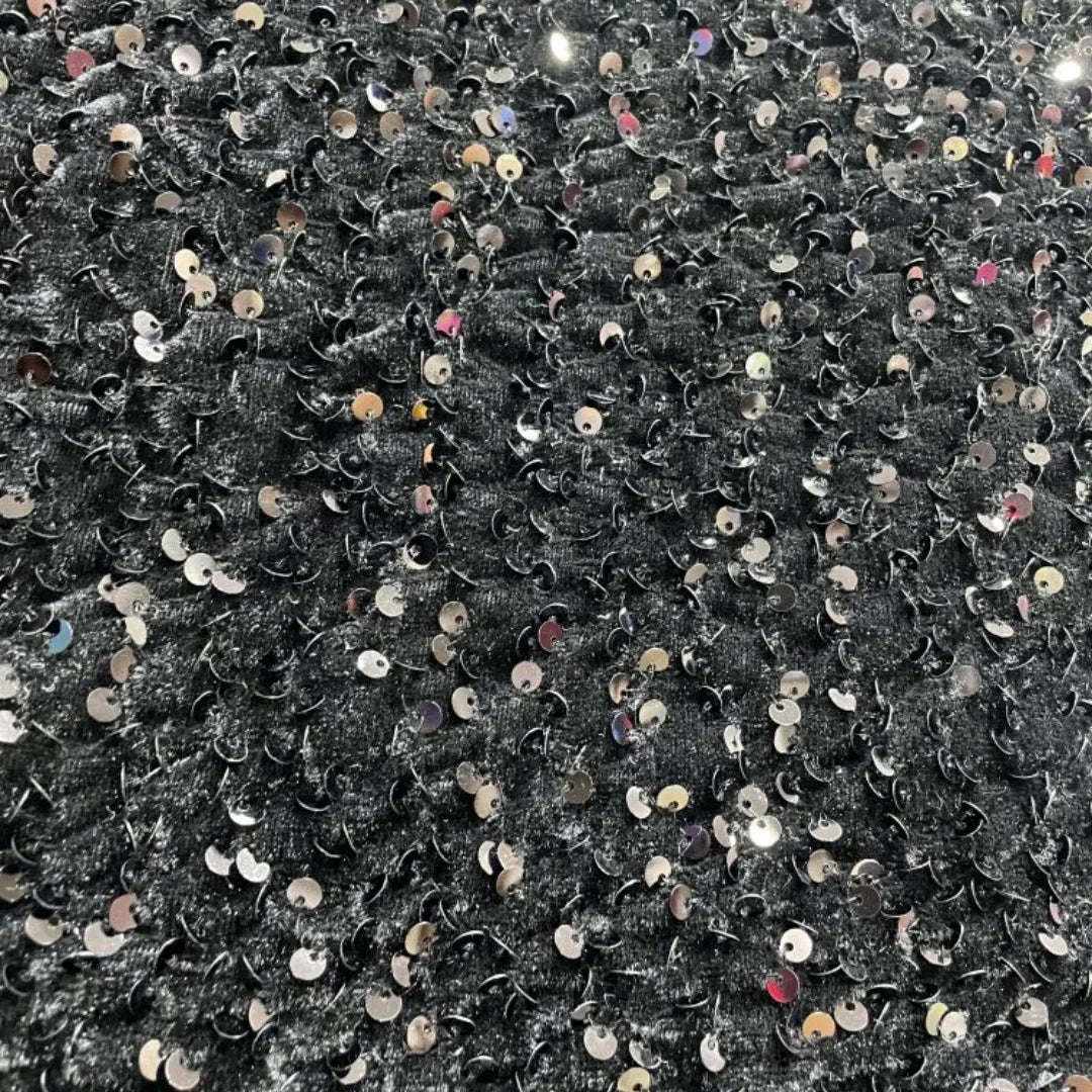 Luxury Velvet Beaded Embroidery Fabric With Dense Sequins Non Shedding Plush For Evening Gown Wedding Dress DIY Decoration