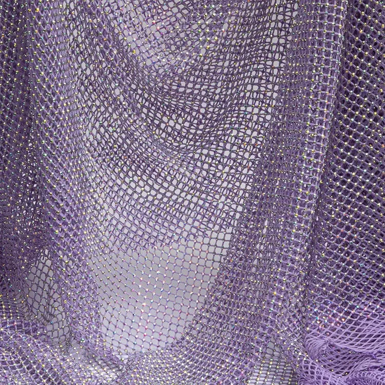 قماش شبكي مطاطي فاخر متباين الألوان للنساء فستان سهرة مخصص عالي الجودة مزين بأحجار الراين