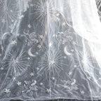 Tela de encaje bordada de malla transparente Tianma para vestido de novia, decoración de vestido, material de tela DIY hecho a mano, color negro