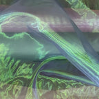 Tela de tul iridiscente con degradado de sirena única en rosa, azul y arcoíris, brillante y transparente, para decoración de vestidos de novia.