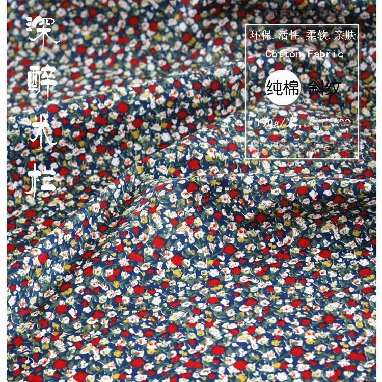 Tela de sarga de algodón puro con estampado floral, suave, totalmente de algodón, para ropa de cama, pijamas, pantalones, cortinas y proyectos de bricolaje para bebés.