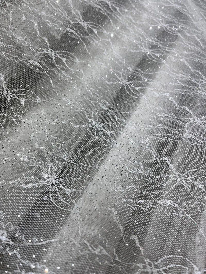 مسحوق الفضة الساخن، رذاذ الفضة، مسحوق بريق ناعم، شبكة بنمط الدانتيل، فستان زفاف، قاعدة، نسيج شبكي شفاف لامع