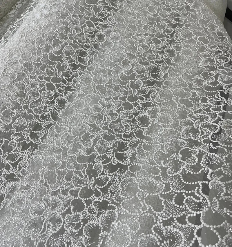 White Lace Flower Hot Stamping Silver Mesh Wedding Scene Background Fabric Wedding Veil Dress Soft Mesh Fabric