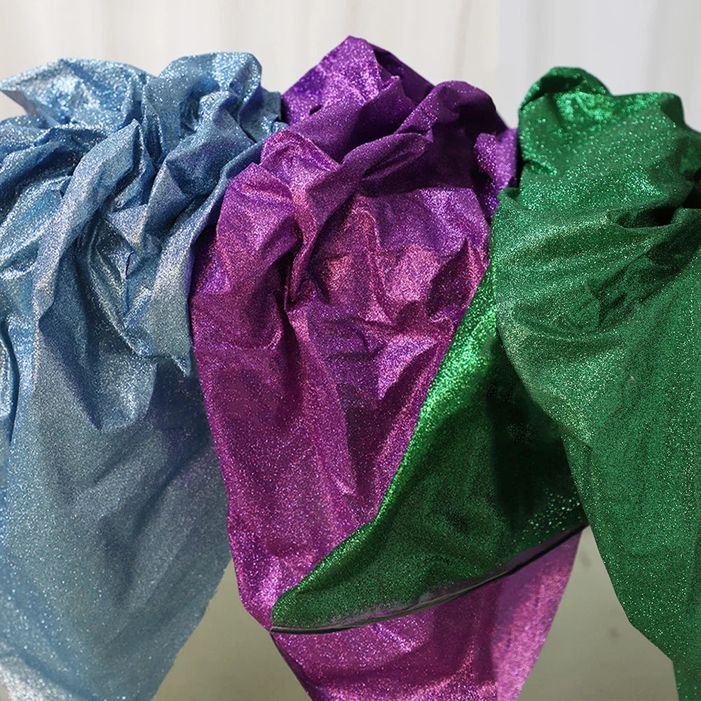 أزرق فضي ختم ساخن ترتر ذهبي ضوء متلألئ عاكس مرونة محبوك ملابس زفاف مصمم القماش