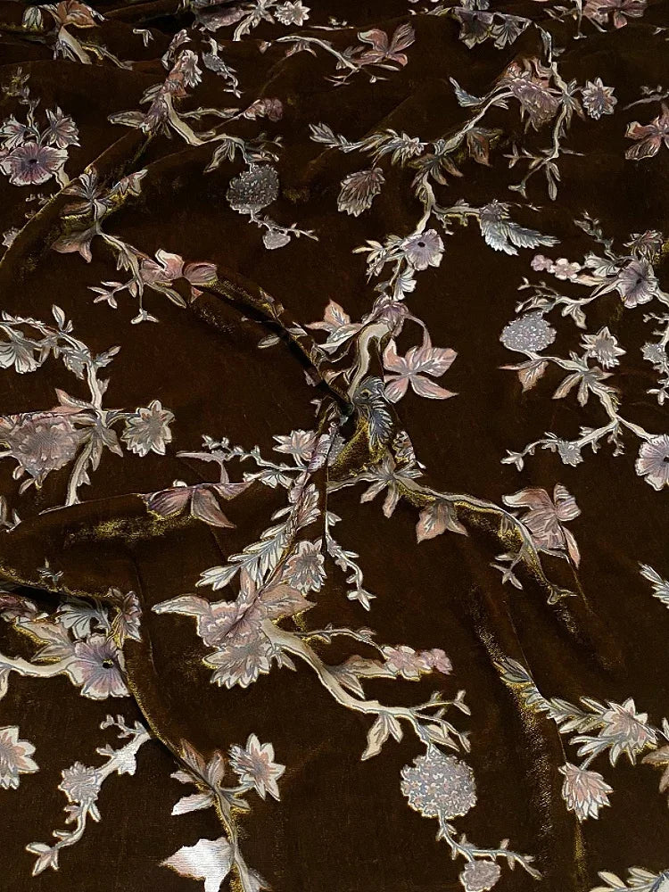 Luxurious Embellished Velvet Sequin Fabric for Evening Wear