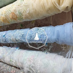 Tela de encaje bordado floral 3D de lujo con cuentas y lentejuelas para vestido de novia o de noche.