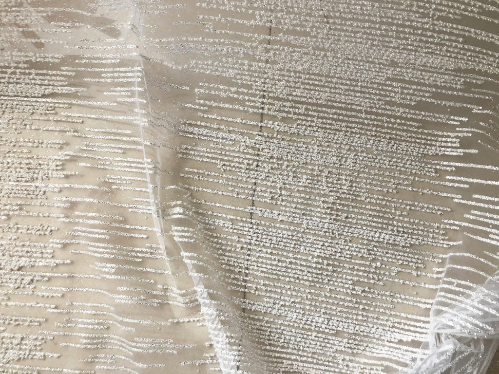 High End White Pearl Shiny Hot Stamping Gold Silver Mesh Fabric Sewing Wedding Dress Evening Gown Lace Mesh Soft Fabric