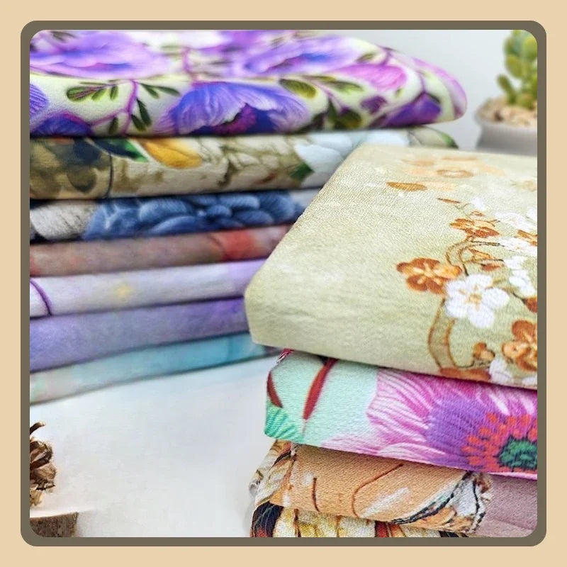 قماش قطني مطبوع رقميًا بتجعد لحاء الشجر - قابل للتنفس 150 سم