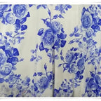 Tela de seda bordada con rosas azules - Porcelain para vestidos de noche y chales