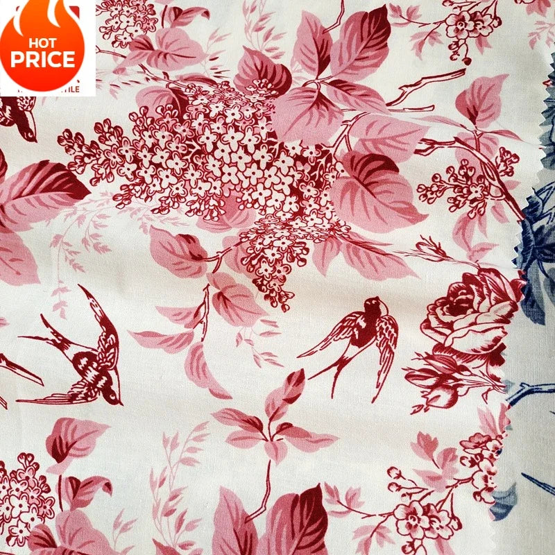 قميص بأكمام قصيرة من قماش قطني مطبوع عليه زهور الفاوانيا، أزرق وأبيض، بنمط غسيل حبر، مناسب للأمتعة والحقائب