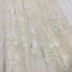 Nueva gasa de malla con bordado de cuentas, bordado floral, tela de gasa de encaje para falda de primavera y verano para mujer, diseñador senior al por mayor