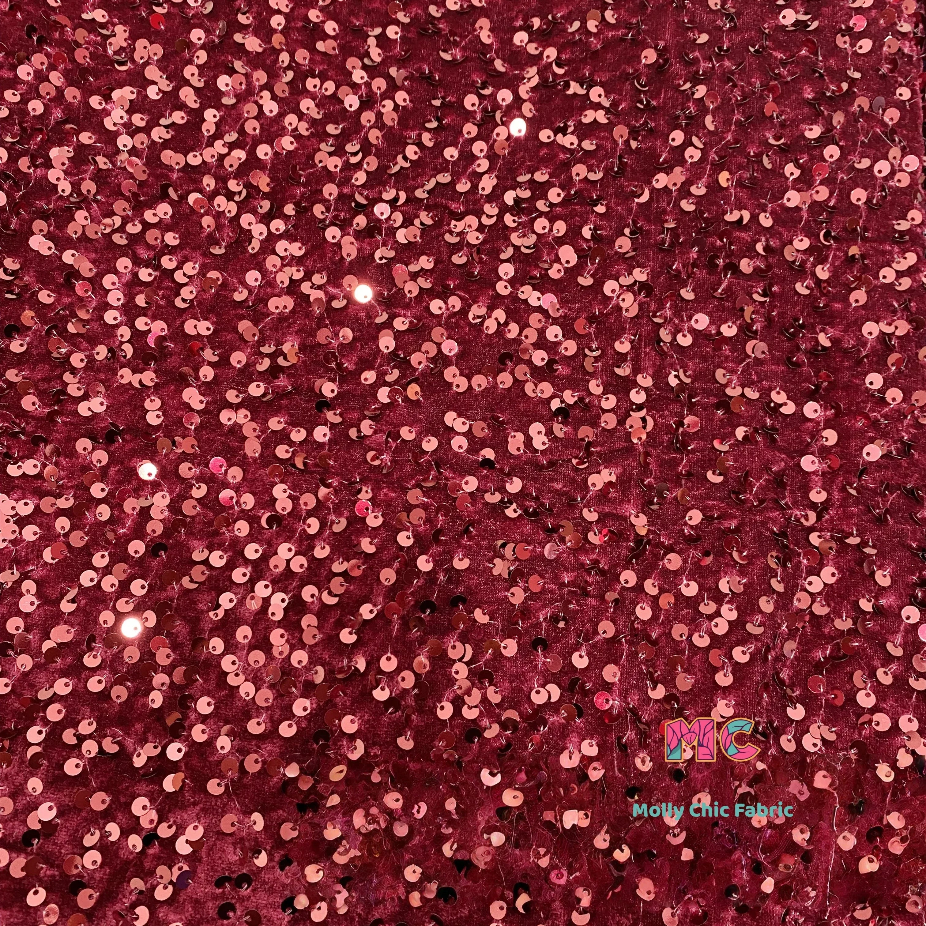 Tela elástica de terciopelo con lentejuelas y bordado tridimensional para costura de vestidos de noche y ropa.