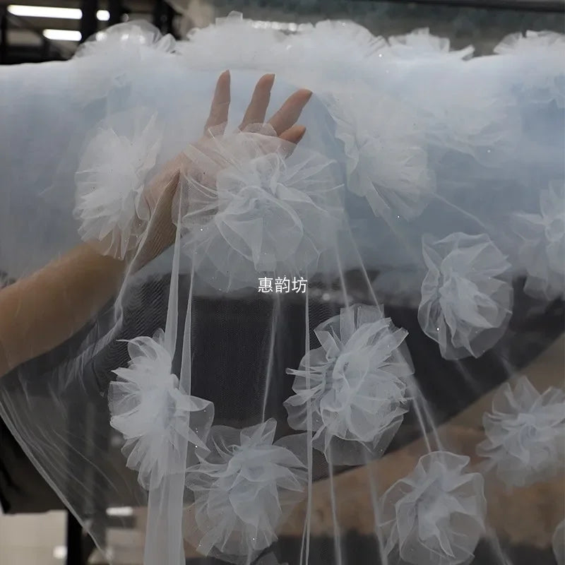 Tela de hilo de nube con encaje floral 3D rosa dulce, delicada tela de estilo forestal para fotografía, decoración de fondo de boda, utilería para sesiones de fotos DIY