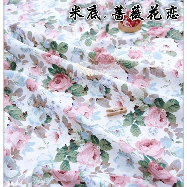 Tela de sarga de algodón puro con estampado floral, suave, totalmente de algodón, para ropa de cama, pijamas, pantalones, cortinas y proyectos de bricolaje para bebés.