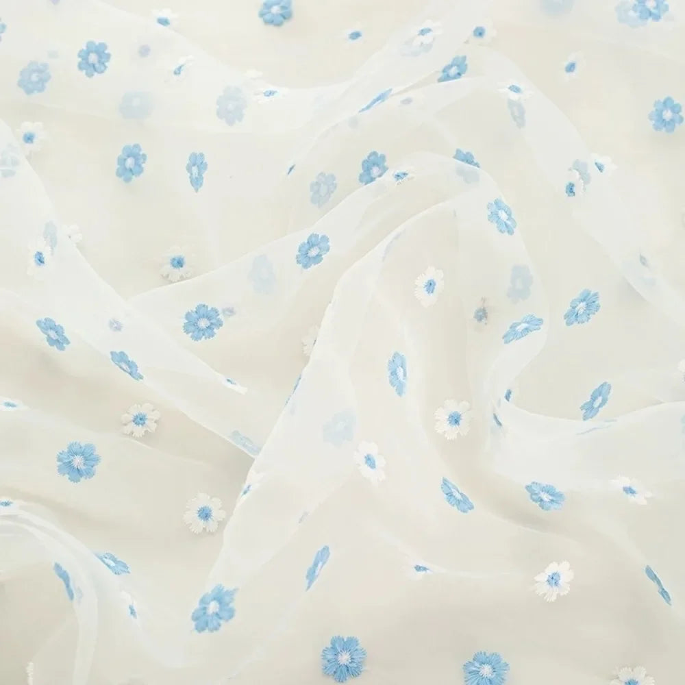 3D Rose Embroidered Organza - Stage Performance & Dress Fabric