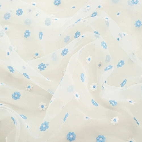 3D Rose Embroidered Organza - Stage Performance & Dress Fabric