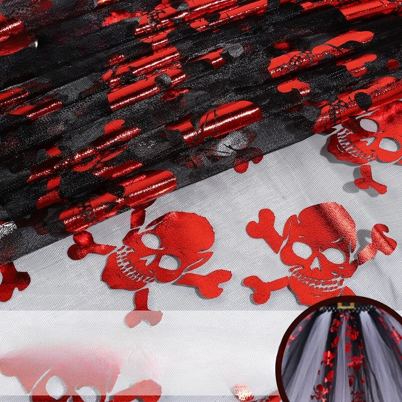 Skeleton pumpkin witch bat gold-embossed net fabric suitable for Halloween and stage performances