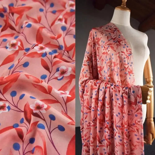 Berry Floral Print Chiffon - Soft Lightweight for Evening Gown & Children - fabric photo 1