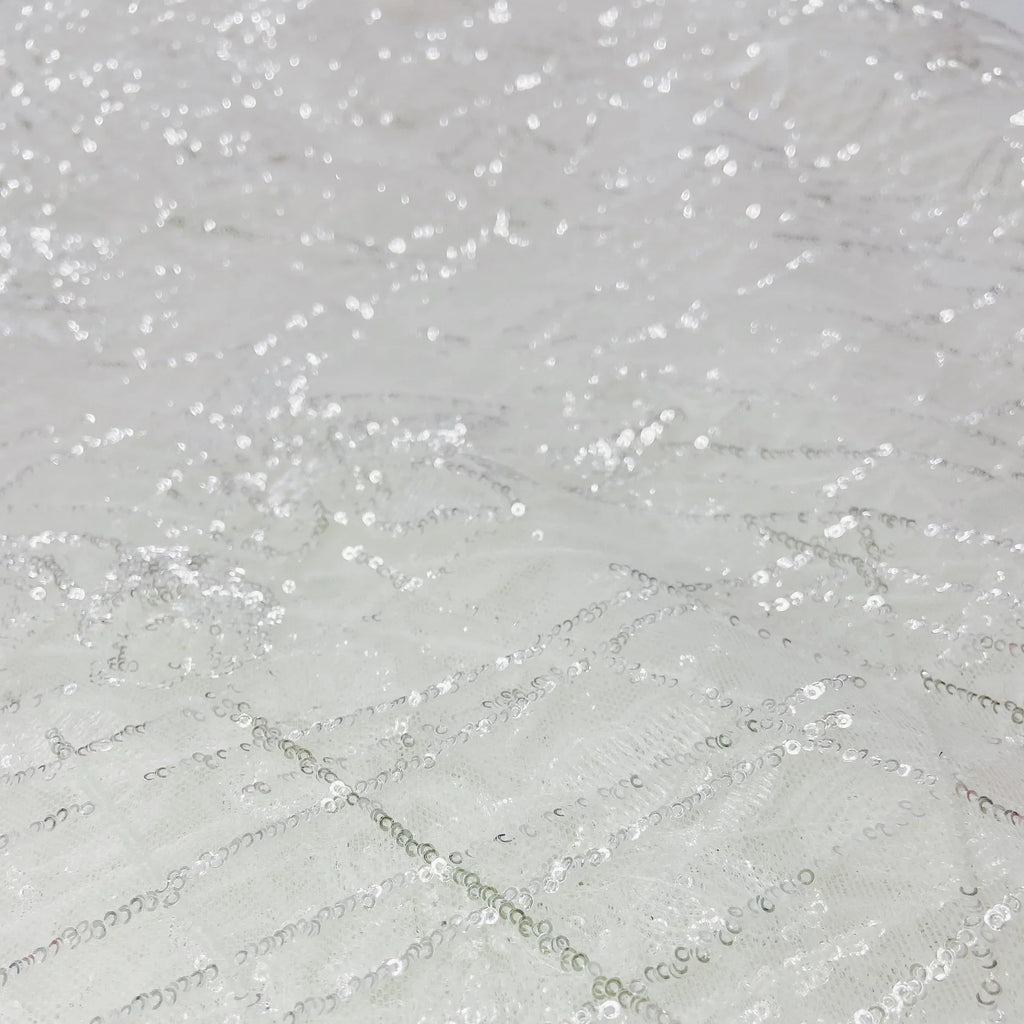 Tela bordada con cuentas de diseñador popular, rosa cristal, tela bordada para vestido de noche, color blanco puro, para uso industrial.