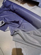 Tela azul marino con degradado de cielo estrellado y purpurina, fondo de diseño rosa y plateado, elástica para manualidades y proyectos de bricolaje.