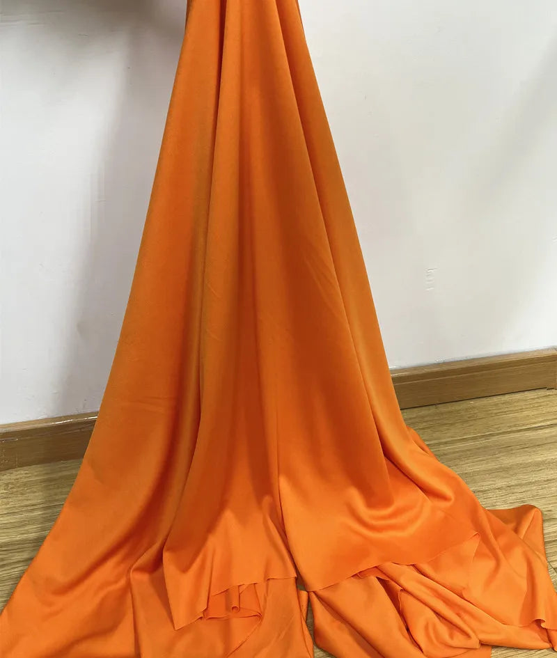 Orange Yellow Gold Coffee Milk Silk Stretch Fabric Roll Width 150cm for Wedding Home Decor Backdrop Drape Goblet Garment