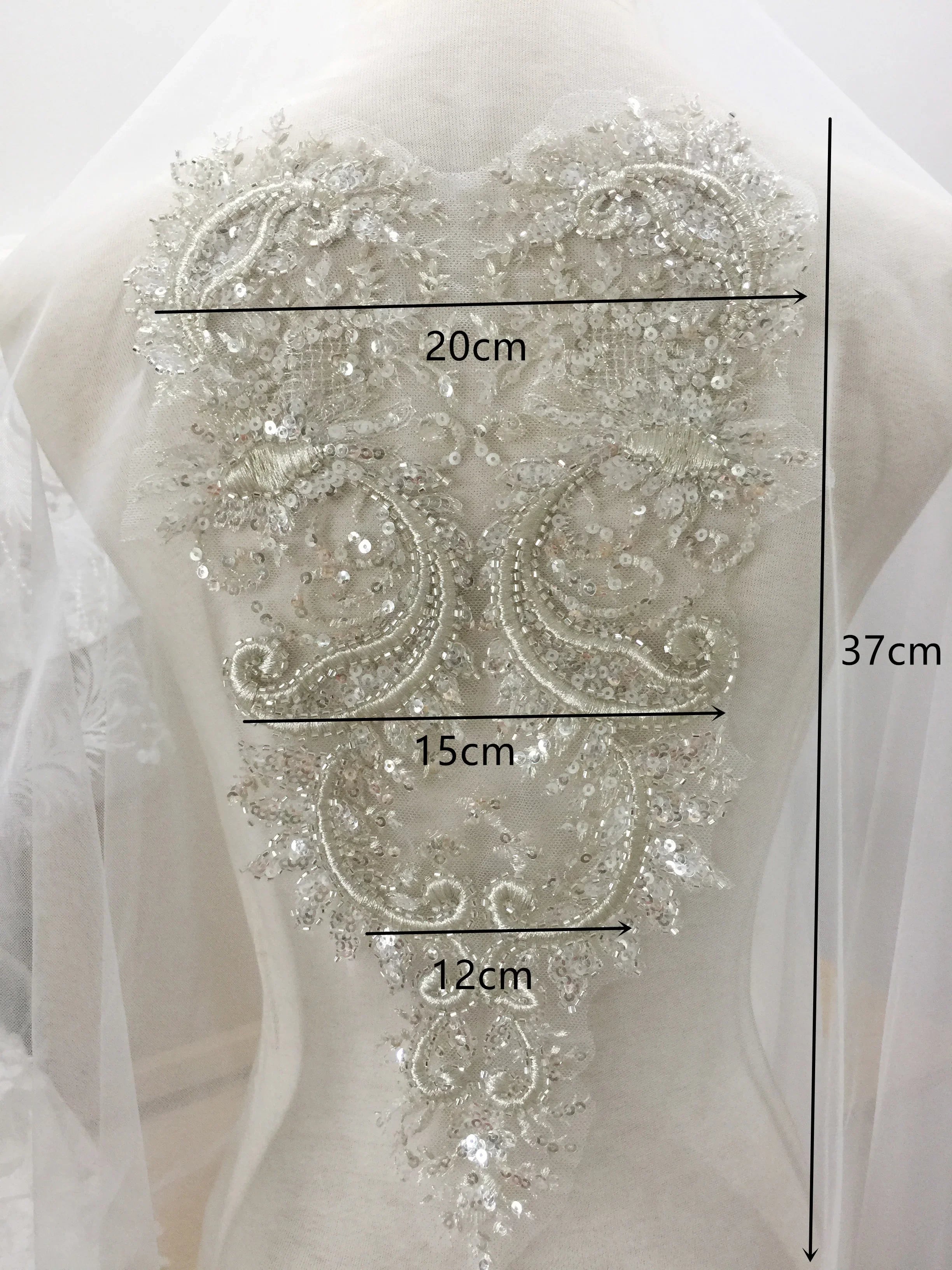 lace fabric for wedding dresses 3D Sequin Beaded Lace for Bridal Gowns