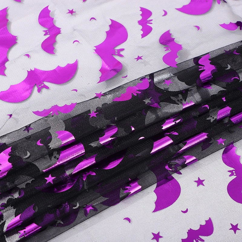 Skeleton pumpkin witch bat gold-embossed net fabric suitable for Halloween and stage performances