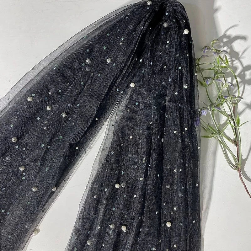 Soft Pearl Tulle Fabric - Delicate Mesh for Bridal Gowns & Elegant Backdrops