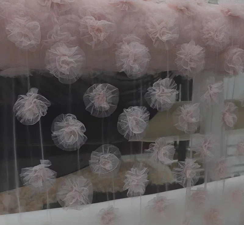Tela de encaje de flores tridimensional dulce, tela de hilo de nube, tela para fotografía, decoración de fondo de boda, accesorios de fotografía
