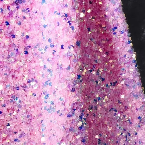 3mm Sequined Velvet Fabric - Luxury Embellished Textile 130cm - fabric photo 1