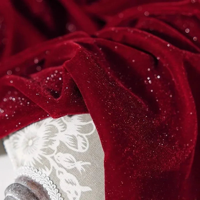 Sparkling Diamond Velvet Fabric - Starry Pattern Evening Dress Material 140cm