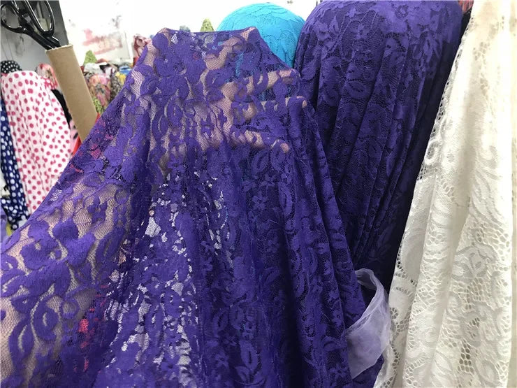 قماش دانتيل مطاطي برتقالي فلوري شفاف شبكي مع تطريز وردي للفساتين وملابس الأداء قماش شبكي شفاف زهري