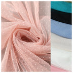 Tela de organza de malla con lunares: material transparente refinado