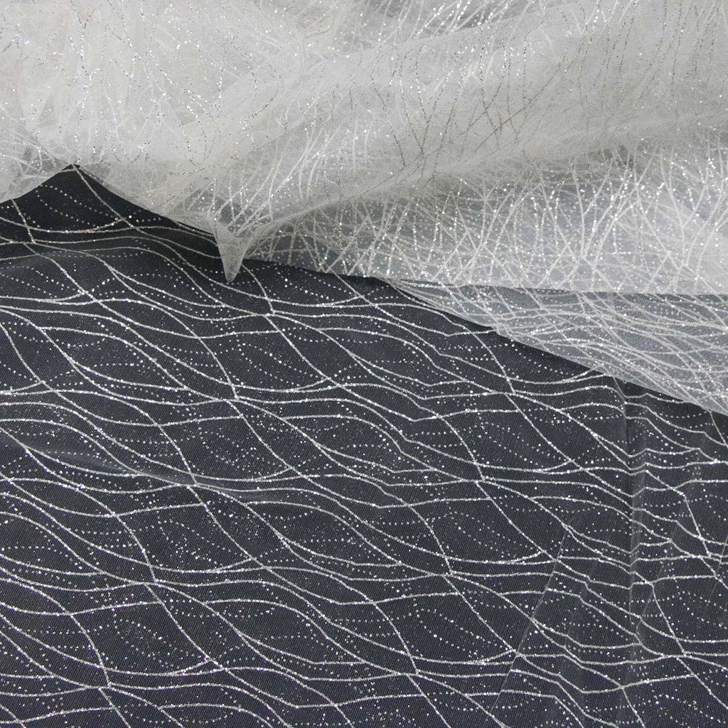 Striped spray silver glitter pink glitter transparent mesh sewing wedding dress fabric mesh accessories