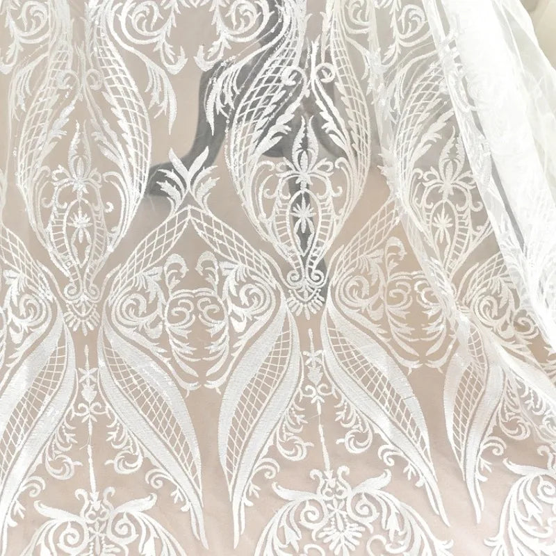 European Embroidery Lace Fabric Wedding Dress Handmade DIY Material Clothing Dress Decorative Fabric White