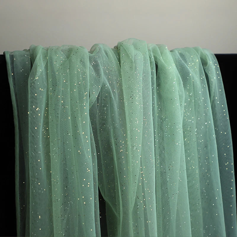 High Quality Thickened Soft Mesh Fabric Gold Spray Silver Flash Yarn for Fashion Wedding Dresses DIY Gown Decorative Fabric