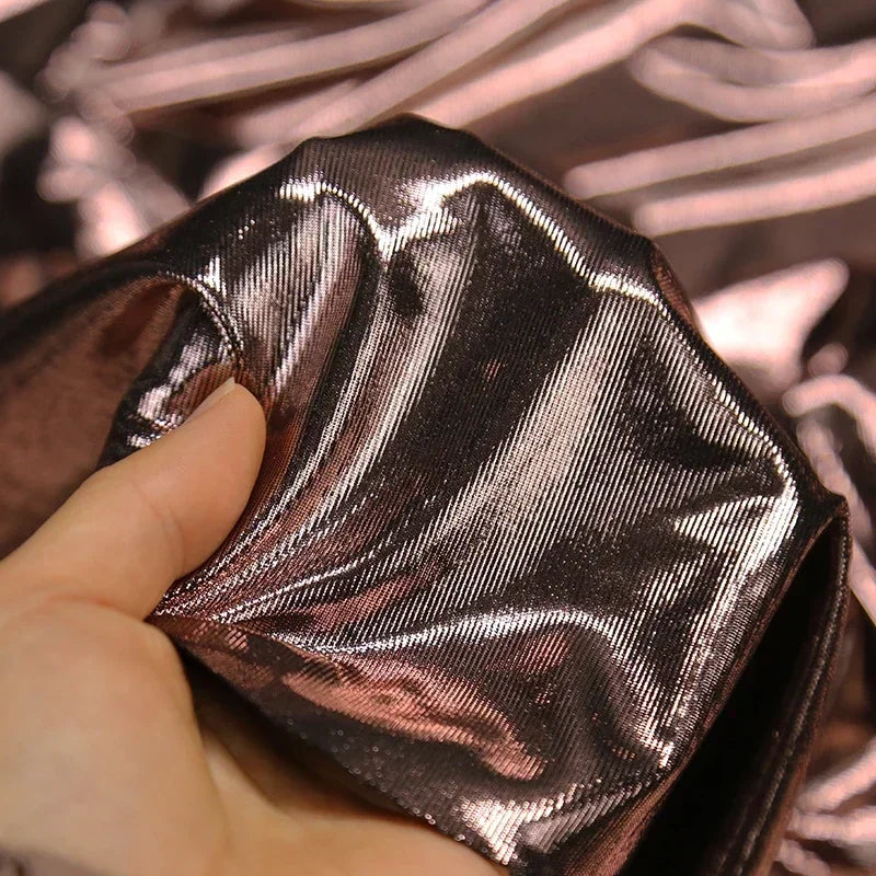 قماش جلدي معدني ذهبي فضي - مادة مرنة فائقة النحافة 150 سم