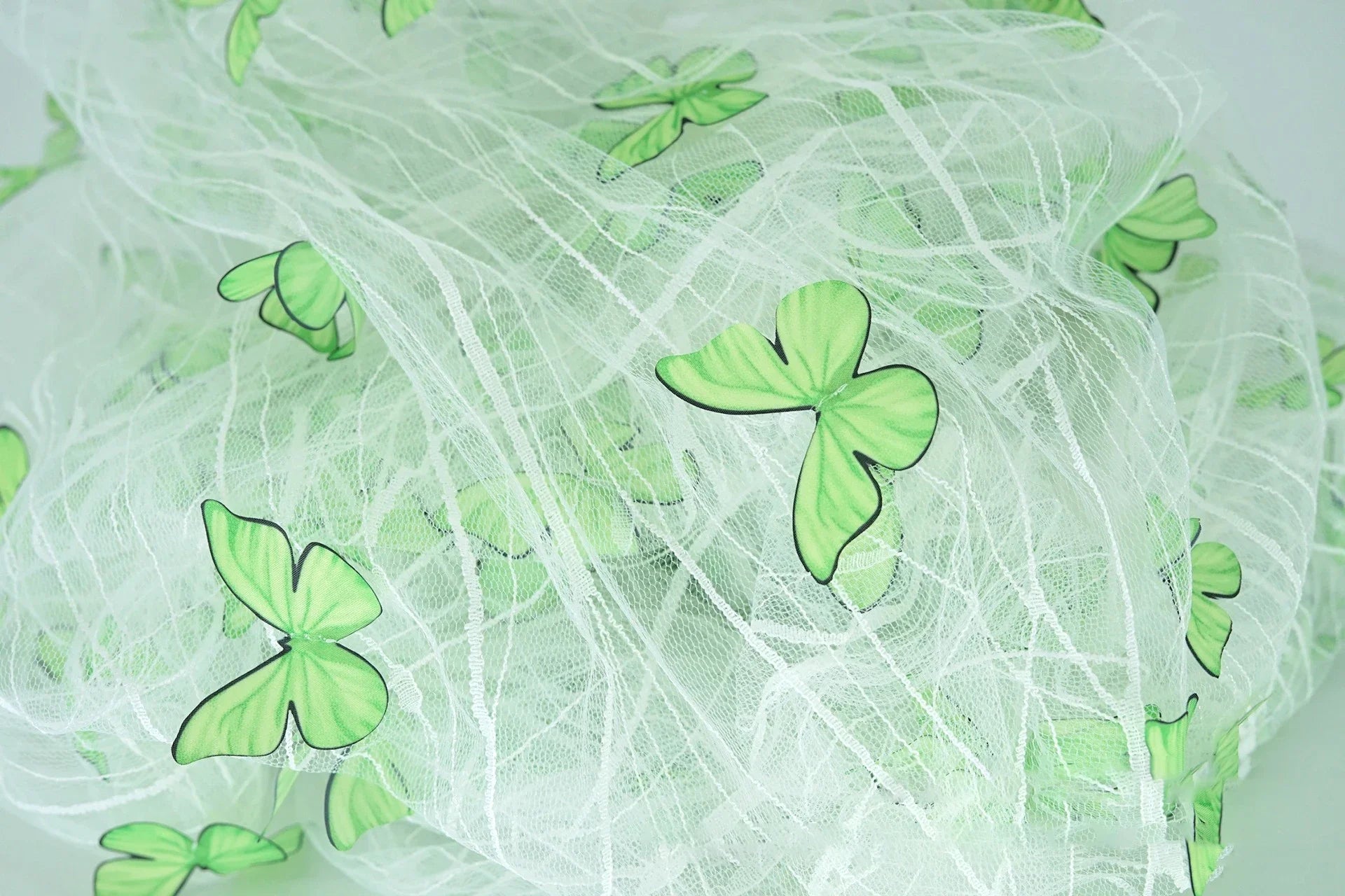 3D Butterfly Sheer Tulle Fabric Romantic Durable Colorful For Wedding Dress Evening Gown Handmade Decor Backdrop Veil Accessorie