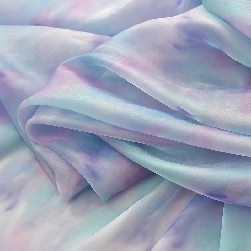 Gradient Organza Rainbow Sheer Fabric - Shiny Glossy Flowing Material