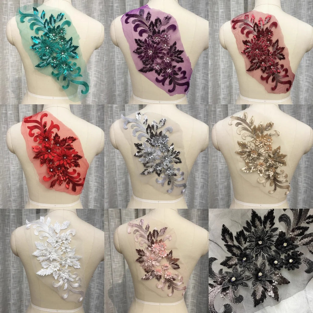 فستان سهرة مخصص من الدانتيل على شكل زهرة ثلاثية الأبعاد، ملابس الأم، إكسسوارات الملصقات