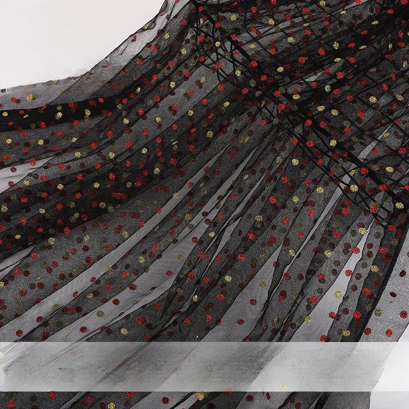 Gold Dot Metallic Mesh - Sheer for Event Décor & Party Dresses