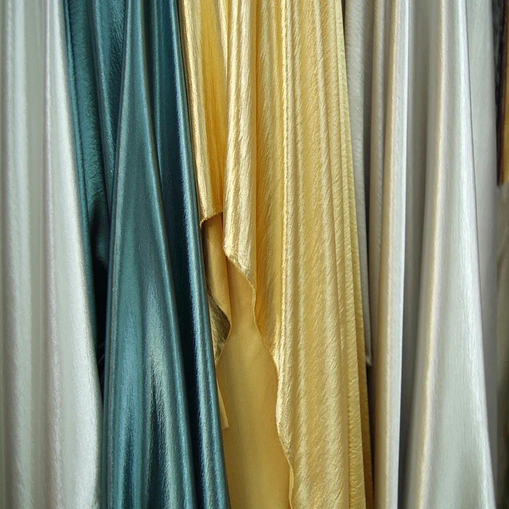 Metallic Shiny Satin Crepe Fabric - Formal Dress Stage Material 150cm - fabric photo 6