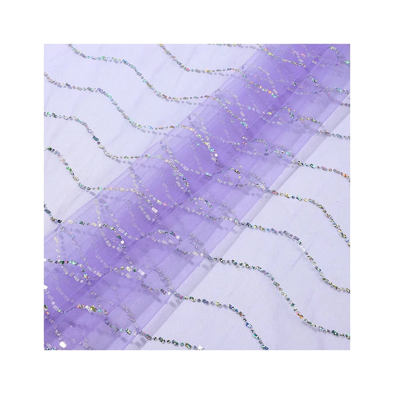 Wavy Sequined Net Fabric Suitable For Wedding Dresses Formal Gowns Children's Wear Dresses And Headwear