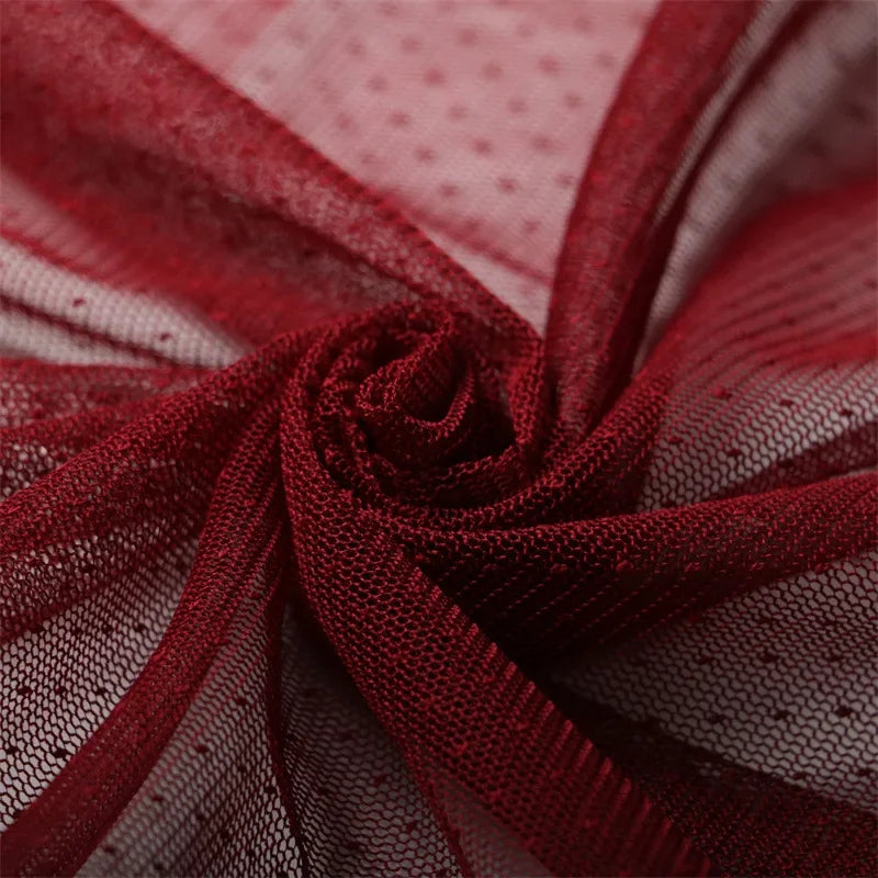 Polka Dot Mesh Organza Fabric - Refined Sheer Material