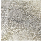 Tela de malla de encaje de gasa crepé con relieve de rosas blancas en 3D para vestido de novia, vestido formal, material de tul de red texturizado transparente.