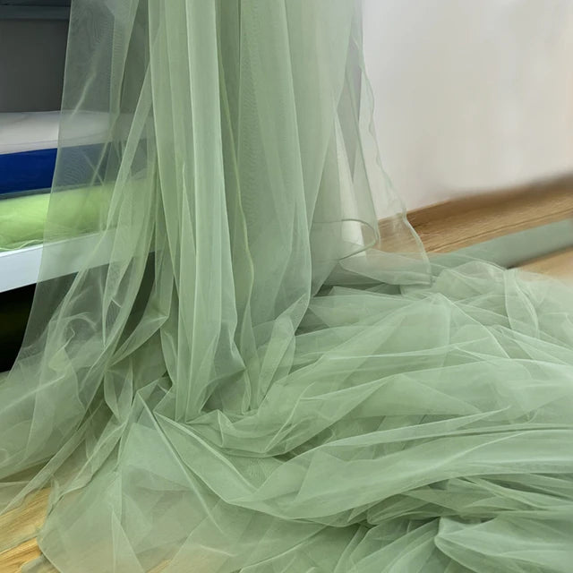 Tela de malla de gasa ligera con efecto niebla, hilo de tul azul suave, velo de fondo DIY, vestido de novia, tul de hadas, material de decoración nupcial