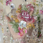 Embroidery Bead Sequin Mesh Lace Fabric - Wedding Dress Material 130cm